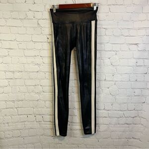 SPANX Women's Faux Leather Side Stripe Legging Black High Waisted 20187R Sz sma